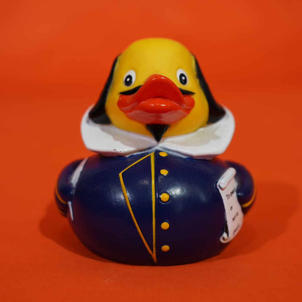 A rubber duck in the style of Shakespeare - We call him QuackBeth